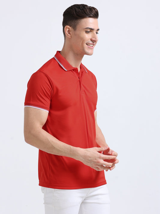 PrimoKnit Dotcell Polo - Red with White Tipping Moonland Global Pvt Ltd