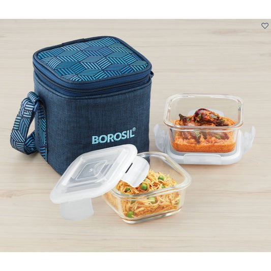 2 Square Microwavable Glass Lunch Box (Foodluck Blue) - ICYCSBS320V MARSH Corporate gifts
