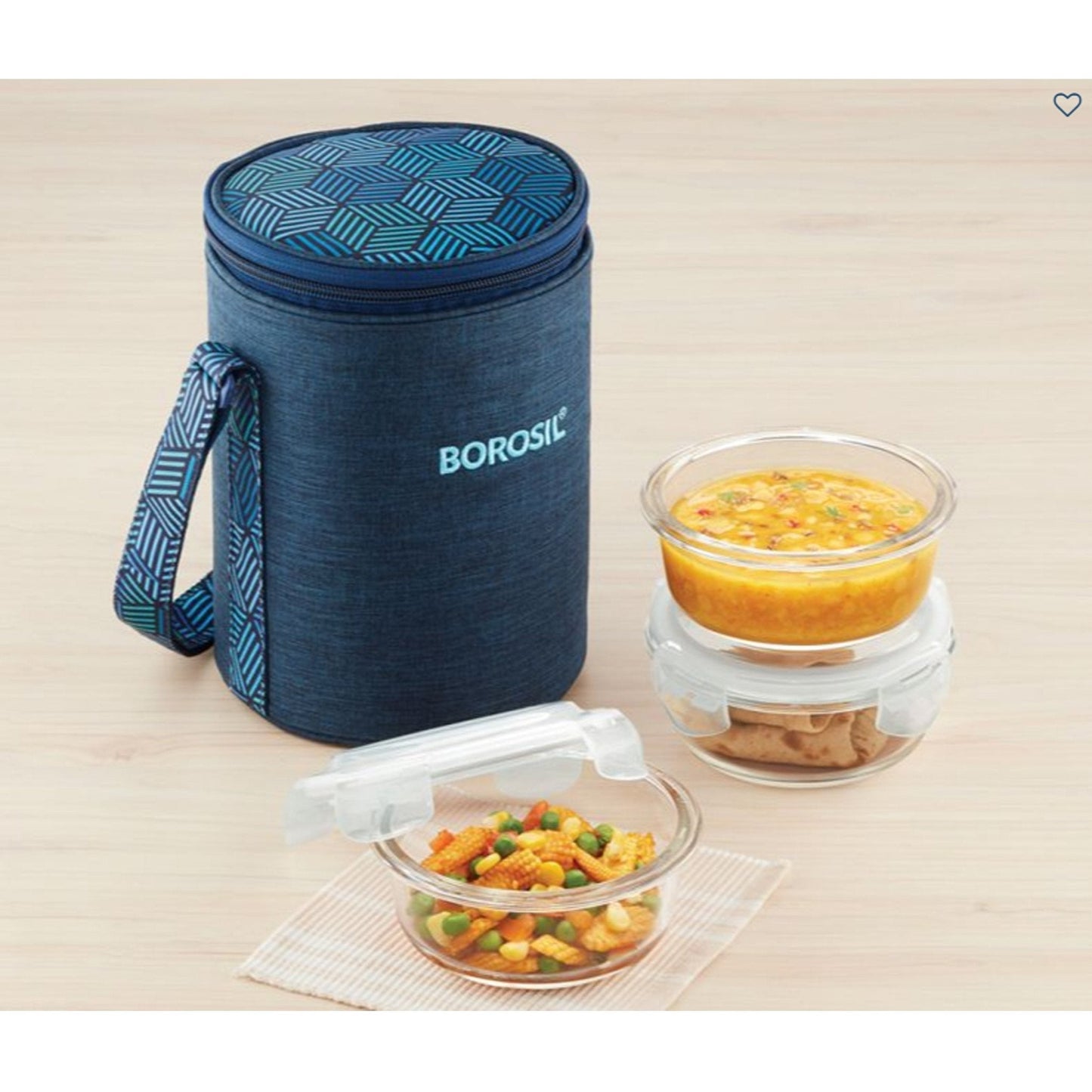 3 Round Microwavable Glass Lunch Box (Foodluck Blue) - ICYCSBRS400 MARSH Corporate gifts