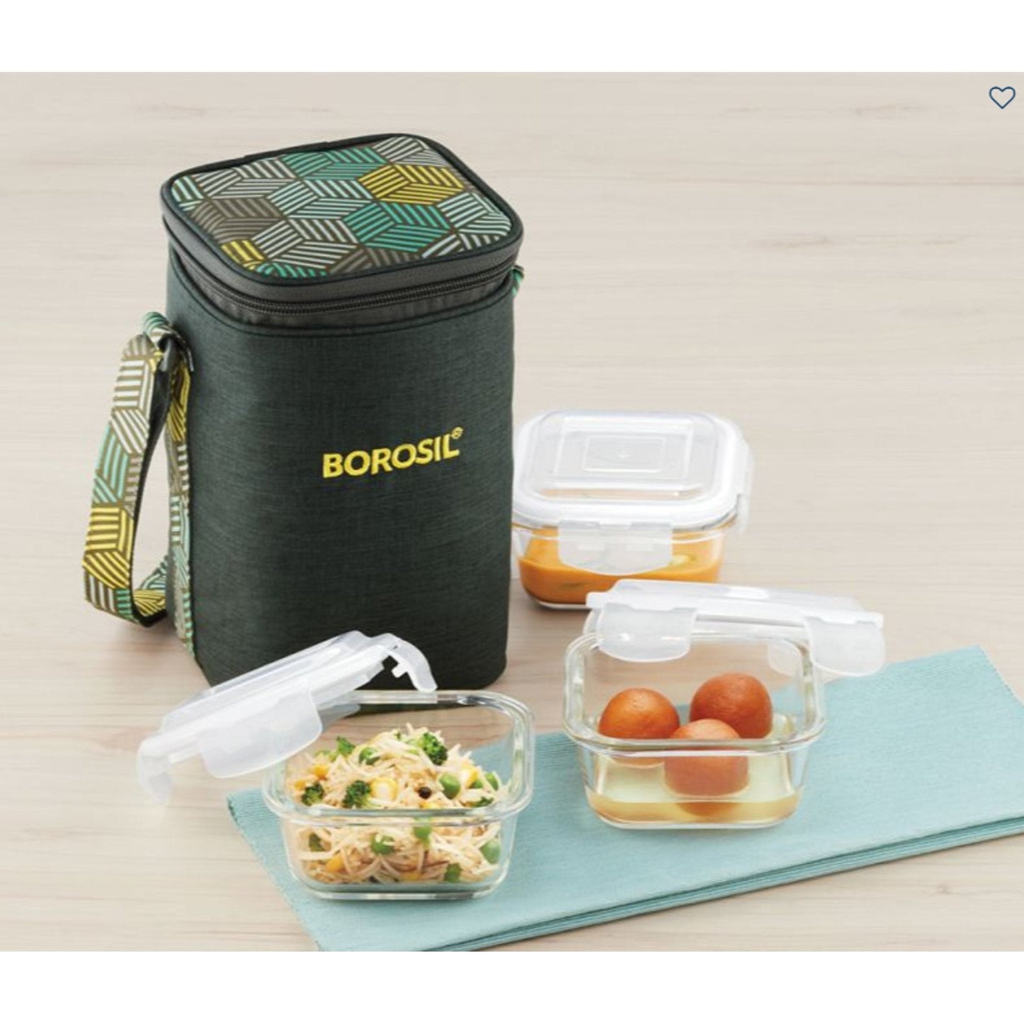 3 Square Microwavable Glass Lunch Box (Foodluck Olive) - ICYCSOSS320 MARSH Corporate gifts