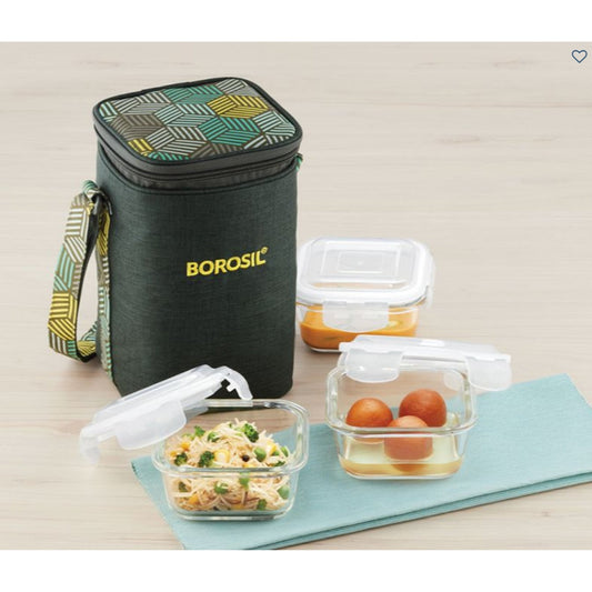 3 Square Microwavable Glass Lunch Box (Foodluck Olive) - ICYCSOSS320 MARSH Corporate gifts