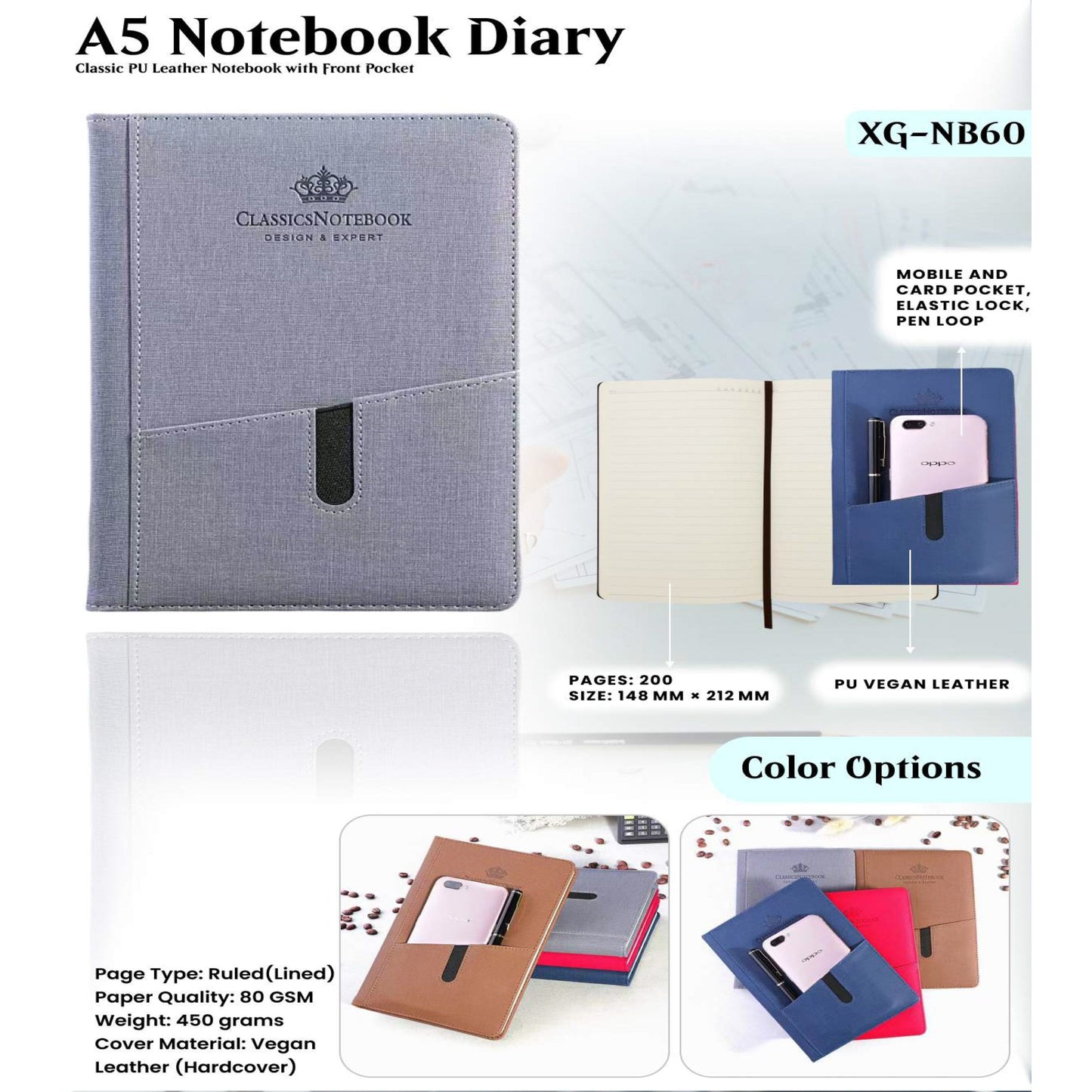 A5 Notebook Diary XG - NB60 MARSH Corporate gifts