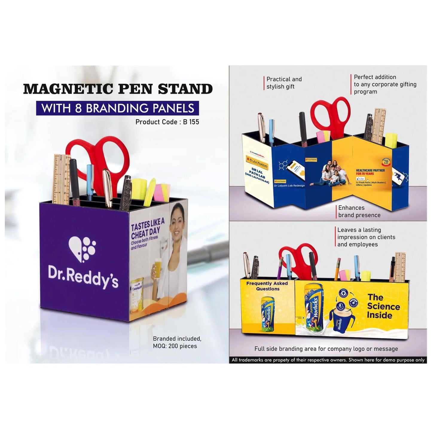 Magnetic Pen stand with full side branding area | Branding included MOQ 100 pc - B 155 MARSH Corporate gifts
