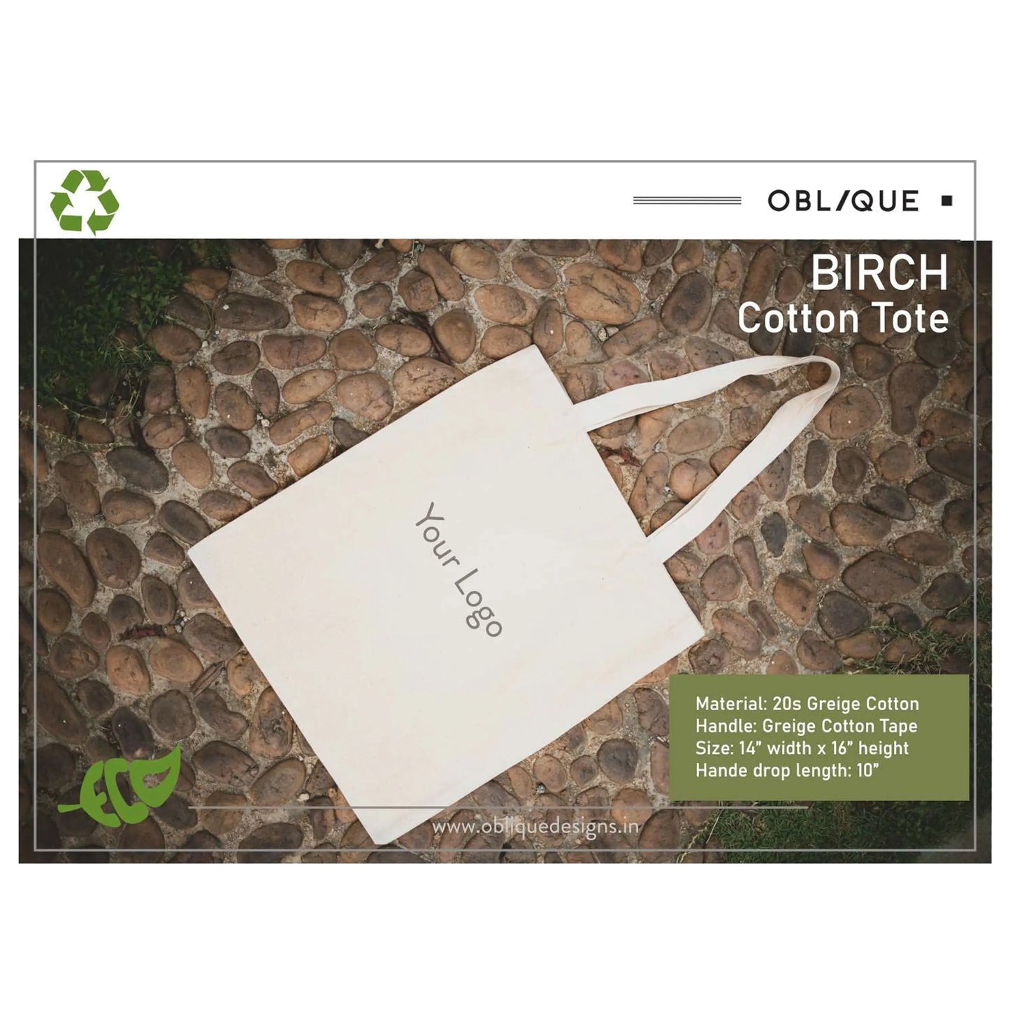 OBLIQUE - BIRCH COTTON TOTE - JUTE BAG MARSH Corporate gifts