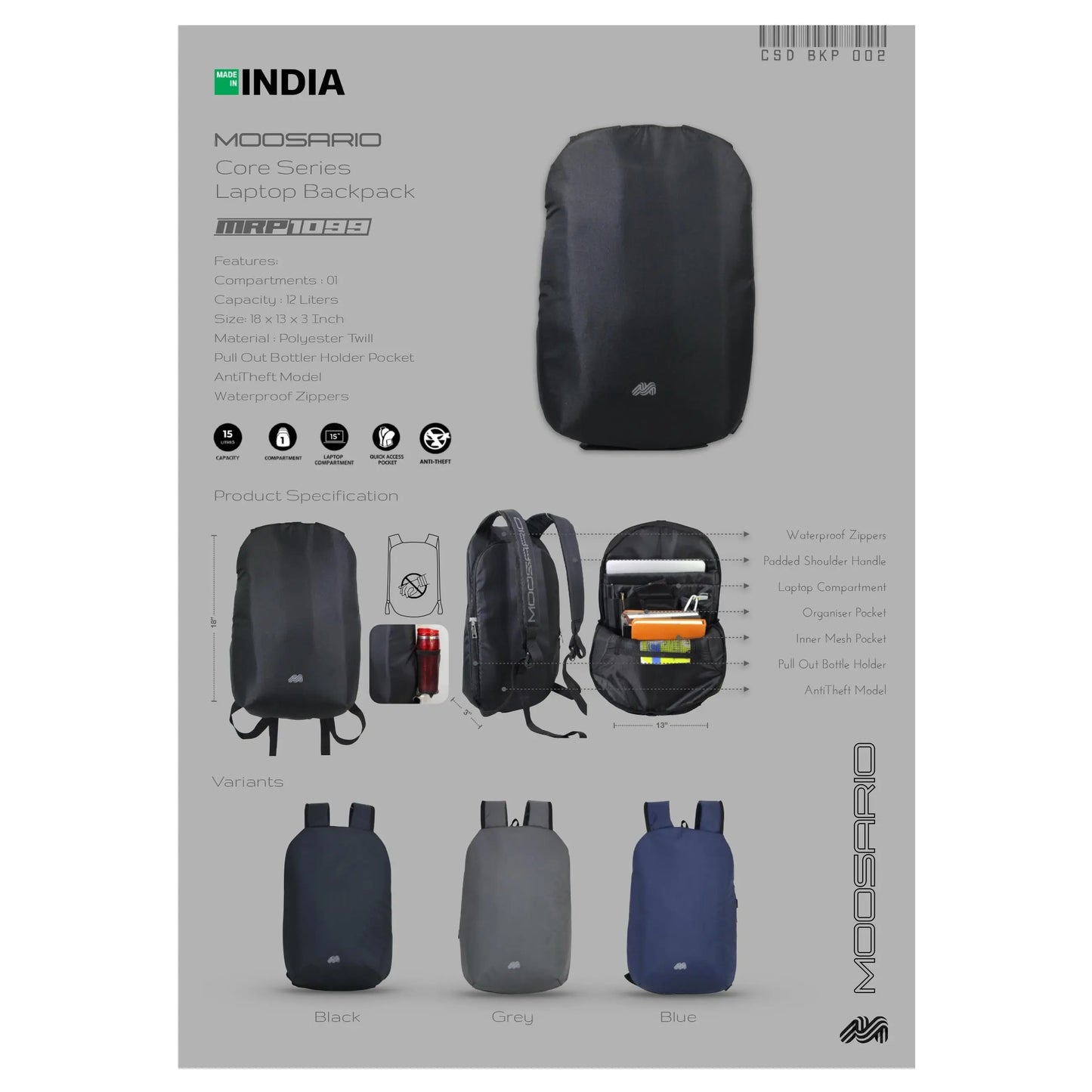 MOOSARIO BAGS - LAPTOP BAGS - BKP 002 MARSH Corporate gifts
