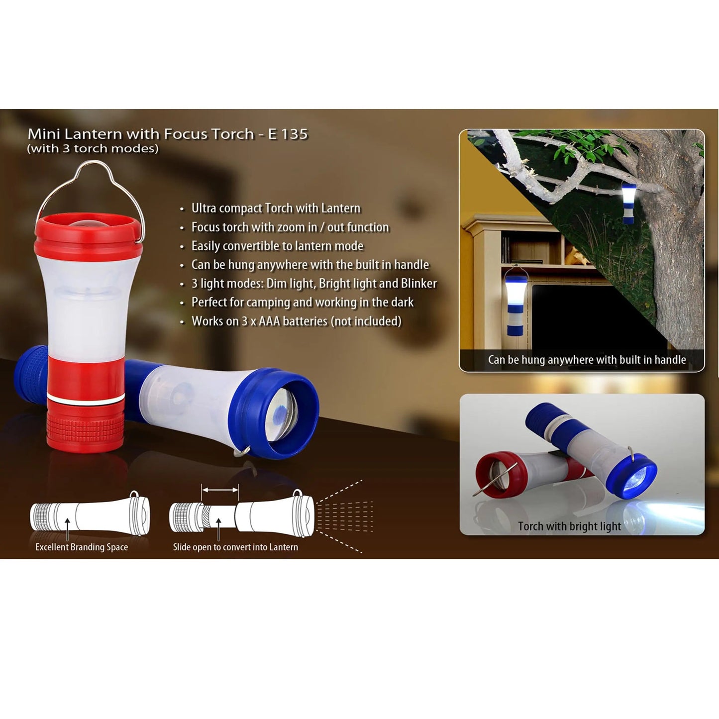 Mini Lantern with focus torch (with 3 torch modes) - E 135 MARSH Corporate gifts