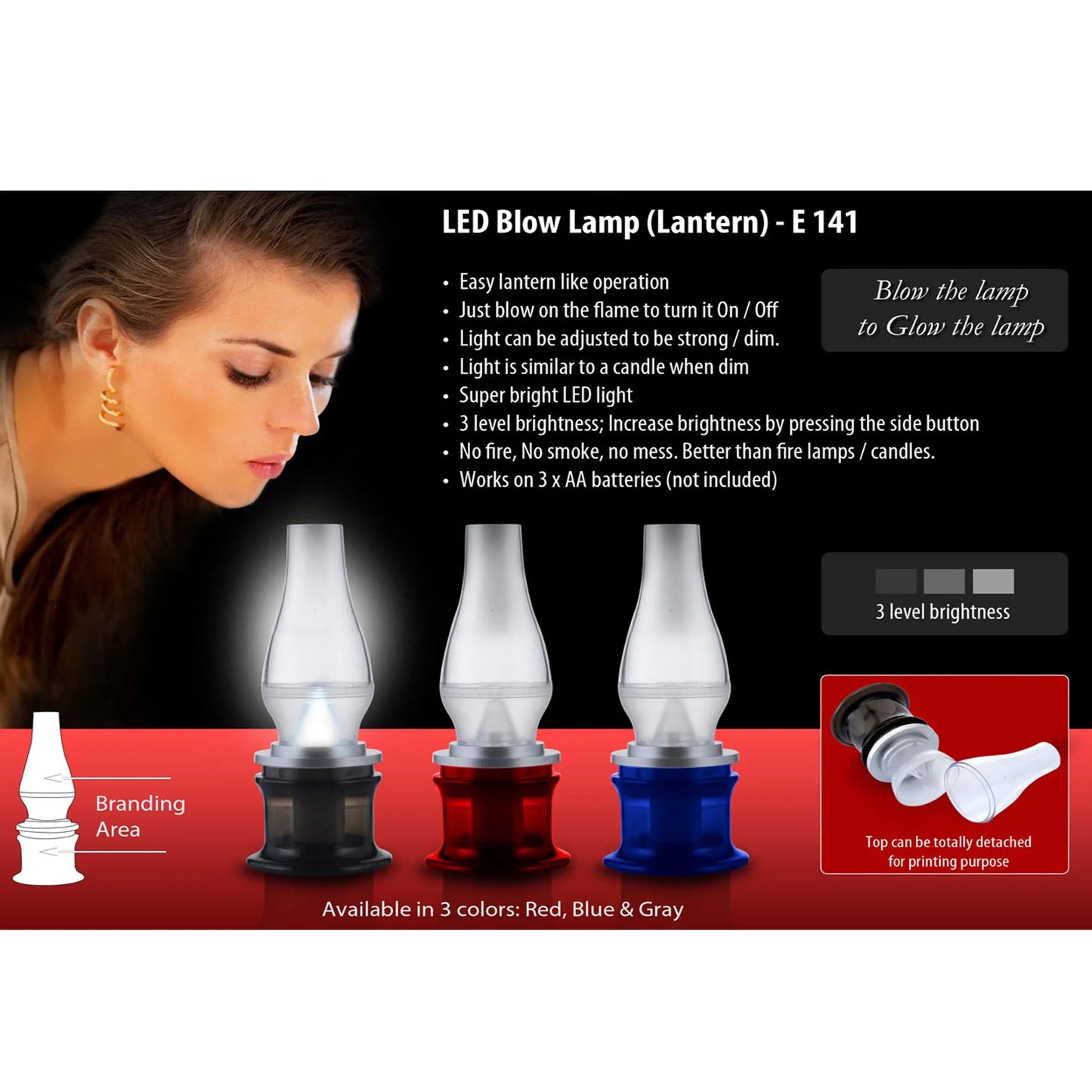 LED Blow lamp (Lantern) (with 3 step light) - E 141 MARSH Corporate gifts
