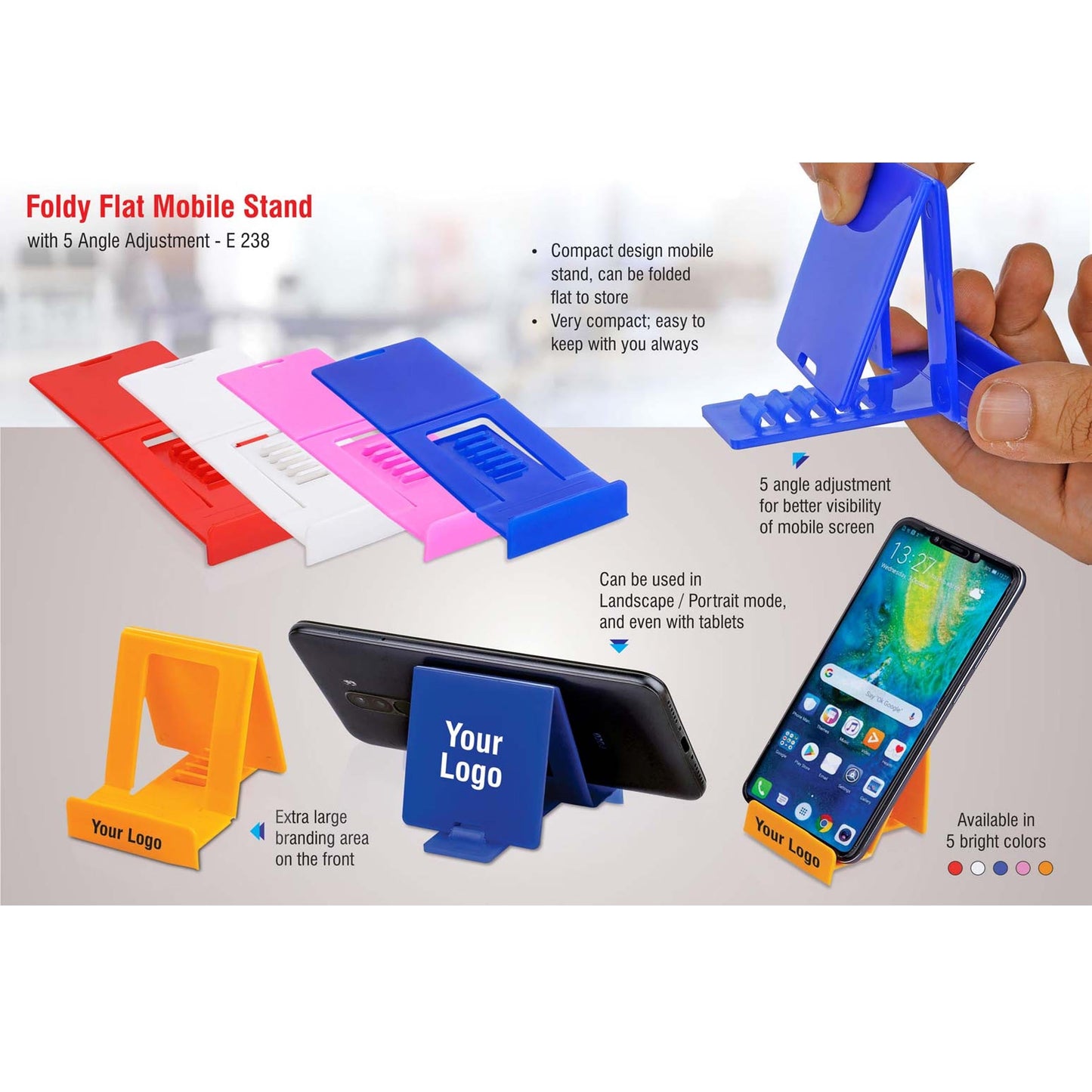 FoldyFlat mobile stand with 5 angle adjustment - E 238 MARSH Corporate gifts