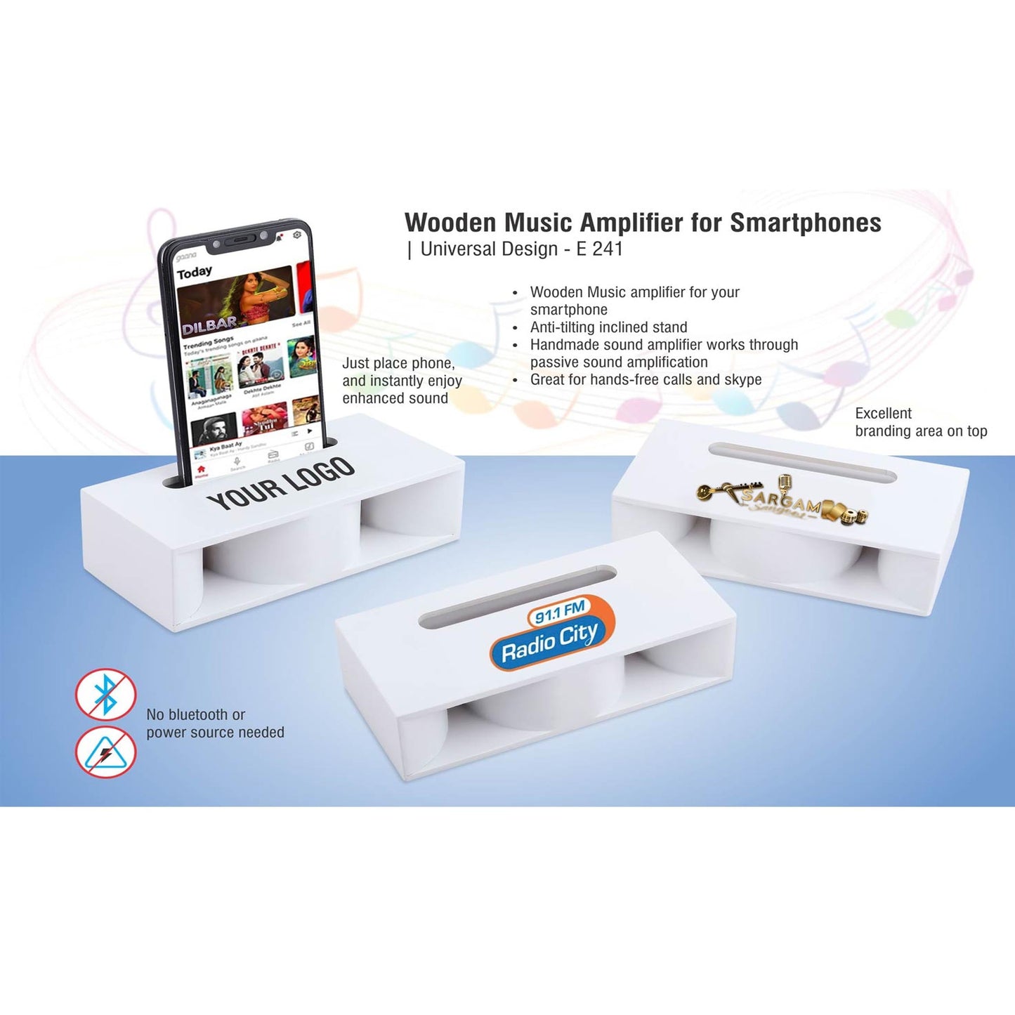 Wooden Music Amplifier for Smartphones | Universal Design (printing included MOQ 100 pc) - E 241 MARSH Corporate gifts