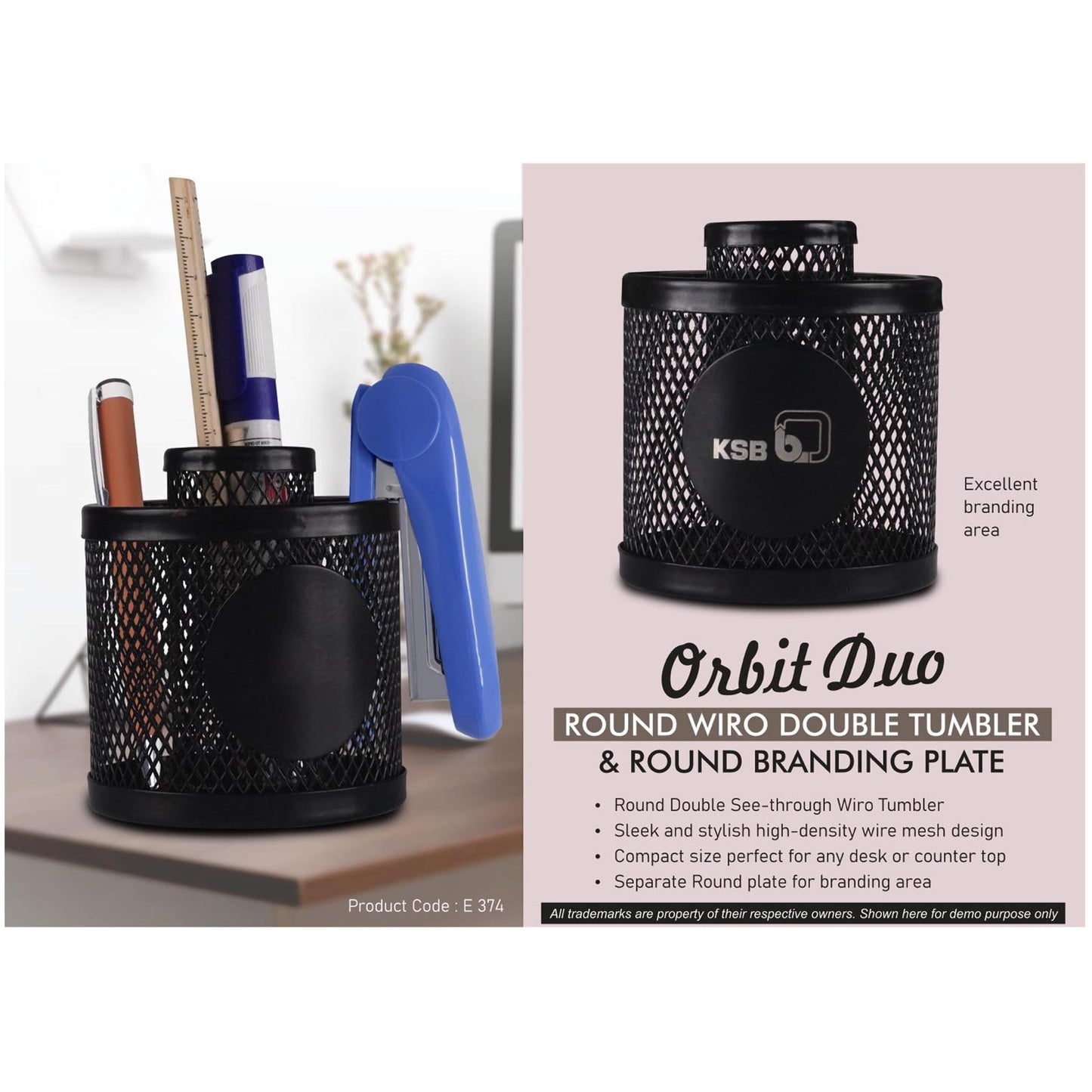 0rbit Duo: Round Wiro Double tumbler & Round Branding Plate - E 374 MARSH Corporate gifts