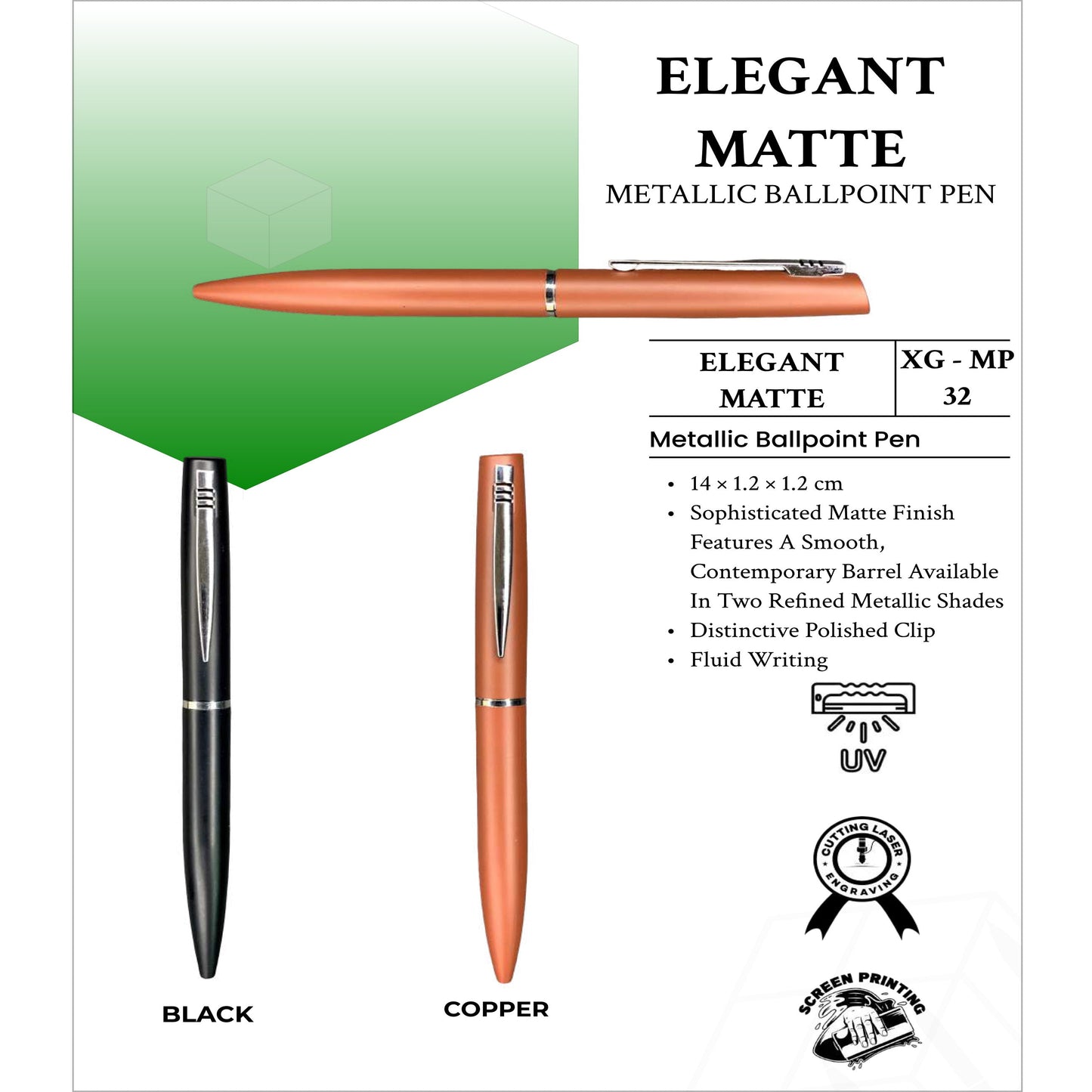 Elegant Matte Metallic BallPoint Pen XG - MP32 MARSH Corporate gifts