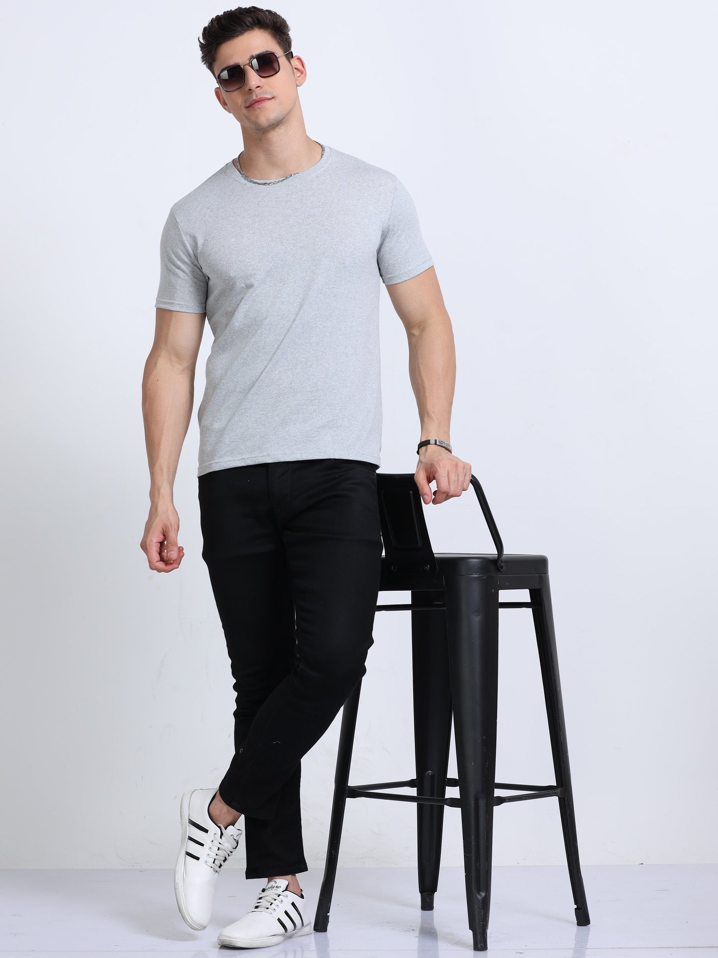 EcoBlend Round Neck Tshirts - Grey Melange MARSH