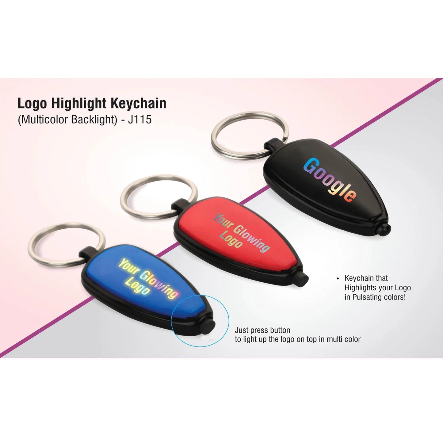 Logo highlight keychain (multicolor backlight)- J 115 MARSH Corporate gifts