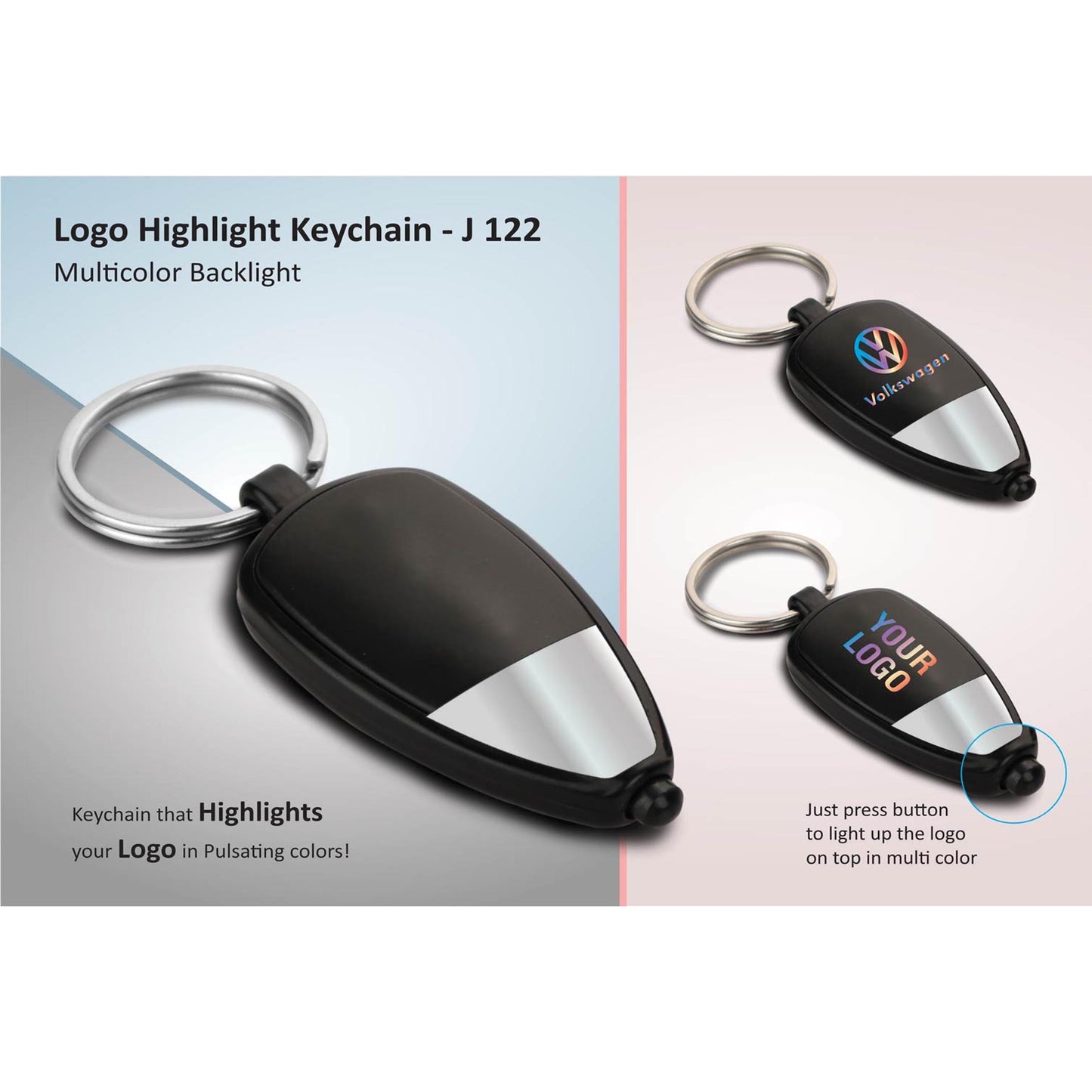 Two tone Logo highlight keychain (multicolor backlight) - J 122 MARSH Corporate gifts