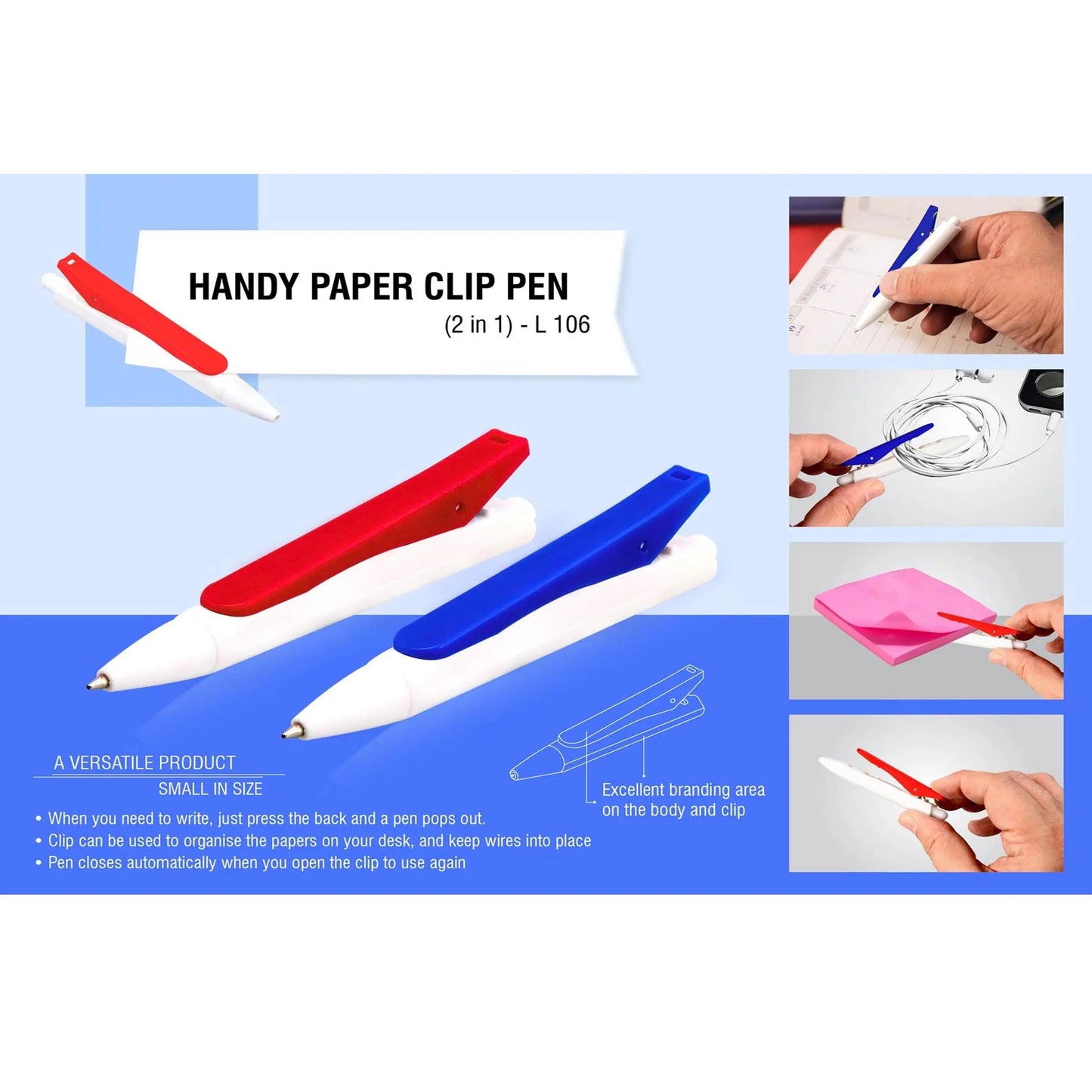 Handy Paper clip pen (2 in 1) - L 106 MARSH Corporate gifts