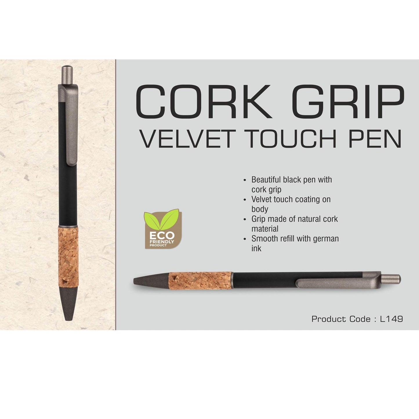 Cork grip velvet touch pen - L 149 MARSH Corporate gifts