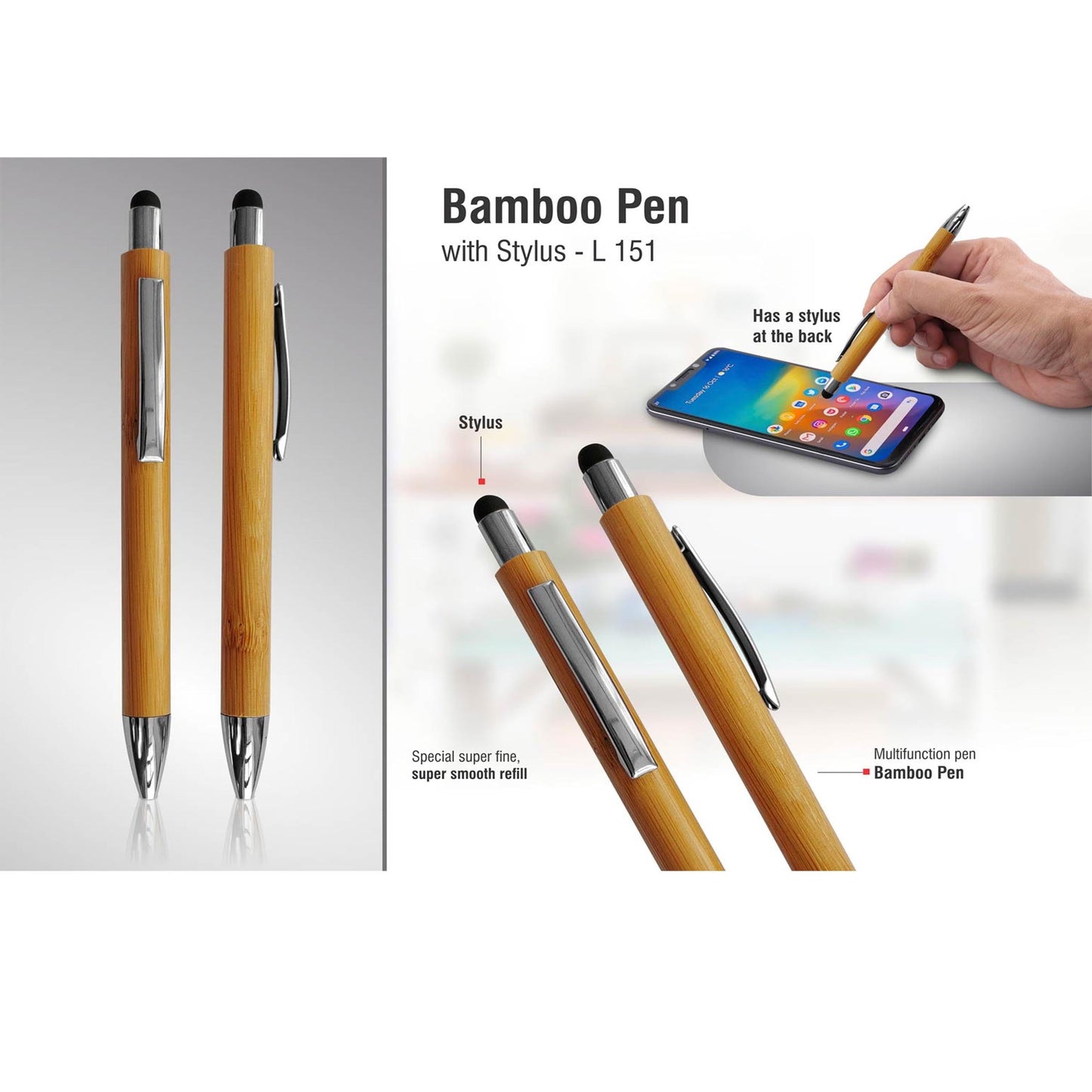 Bamboo Pen with Stylus - L 151 MARSH Corporate gifts