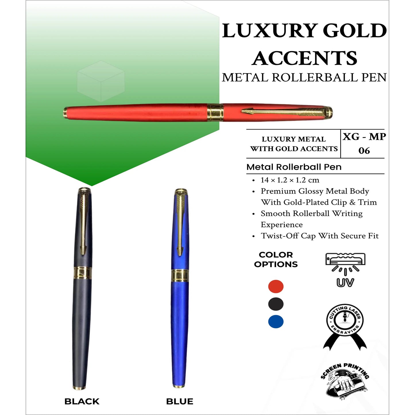 Luxury Gold Accents Metal Roller Ball Pen XG-MP06 MARSH Corporate gifts