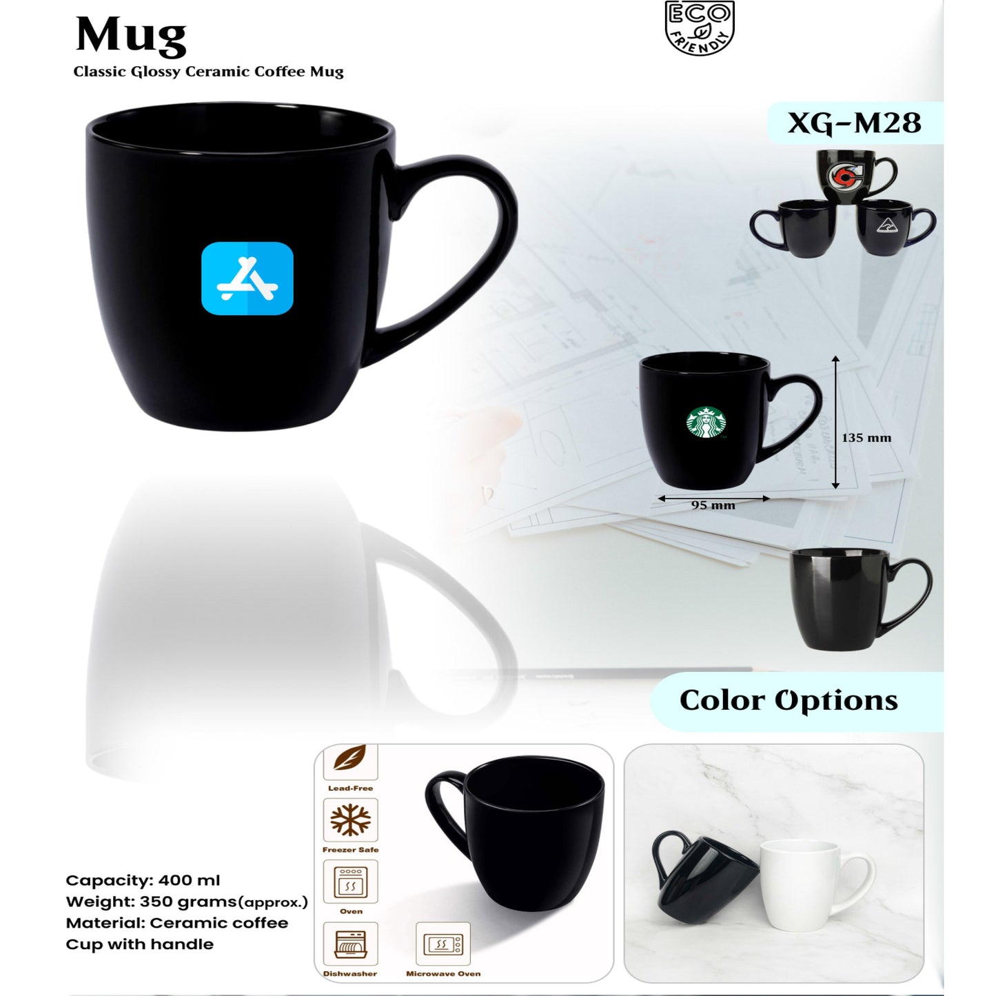 Ceramic coffee Cup with handle Mug XG - M28 MARSH Corporate gifts