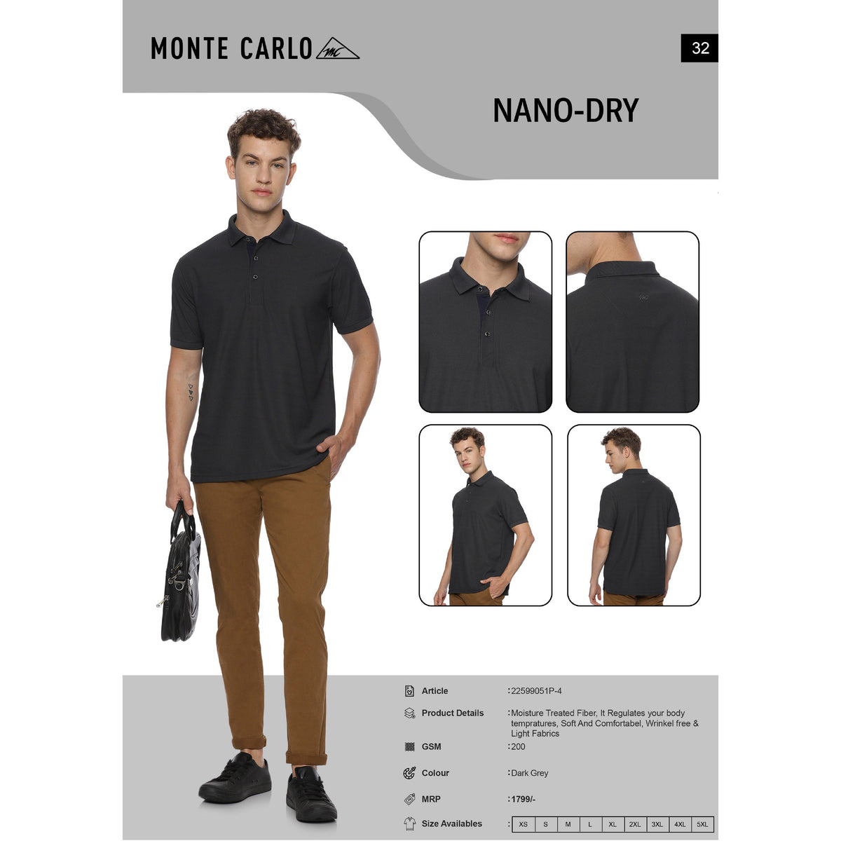 Monte Carlo Nano Dry-fit Polo T-shirt
