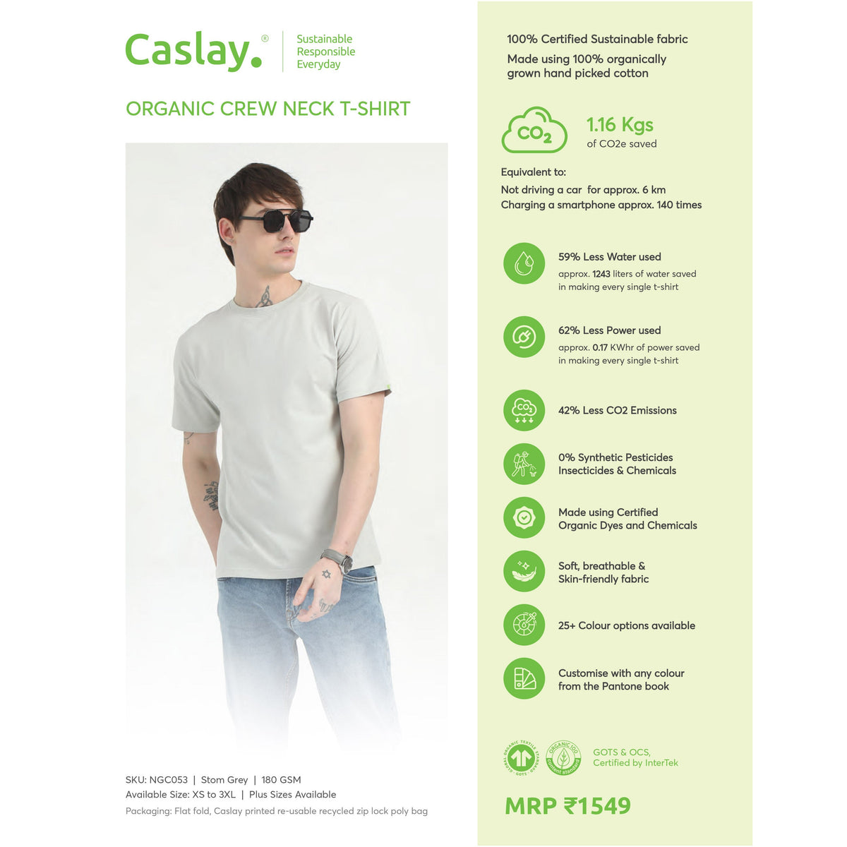 Caslay Organic Crew Neck T-shirt