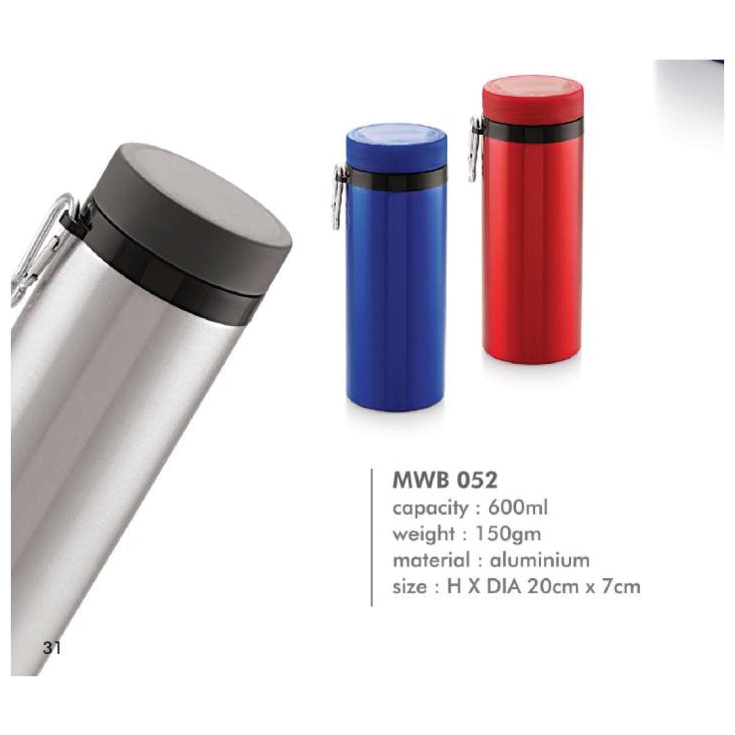 Aluminium Water Bottle - MWB 052 - 600ml MARSH Corporate gifts