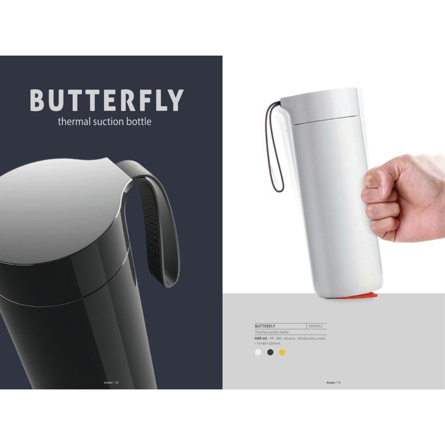 Butterfly Thermal Suction Bottle 400ml - DRIN032 MARSH Corporate gifts