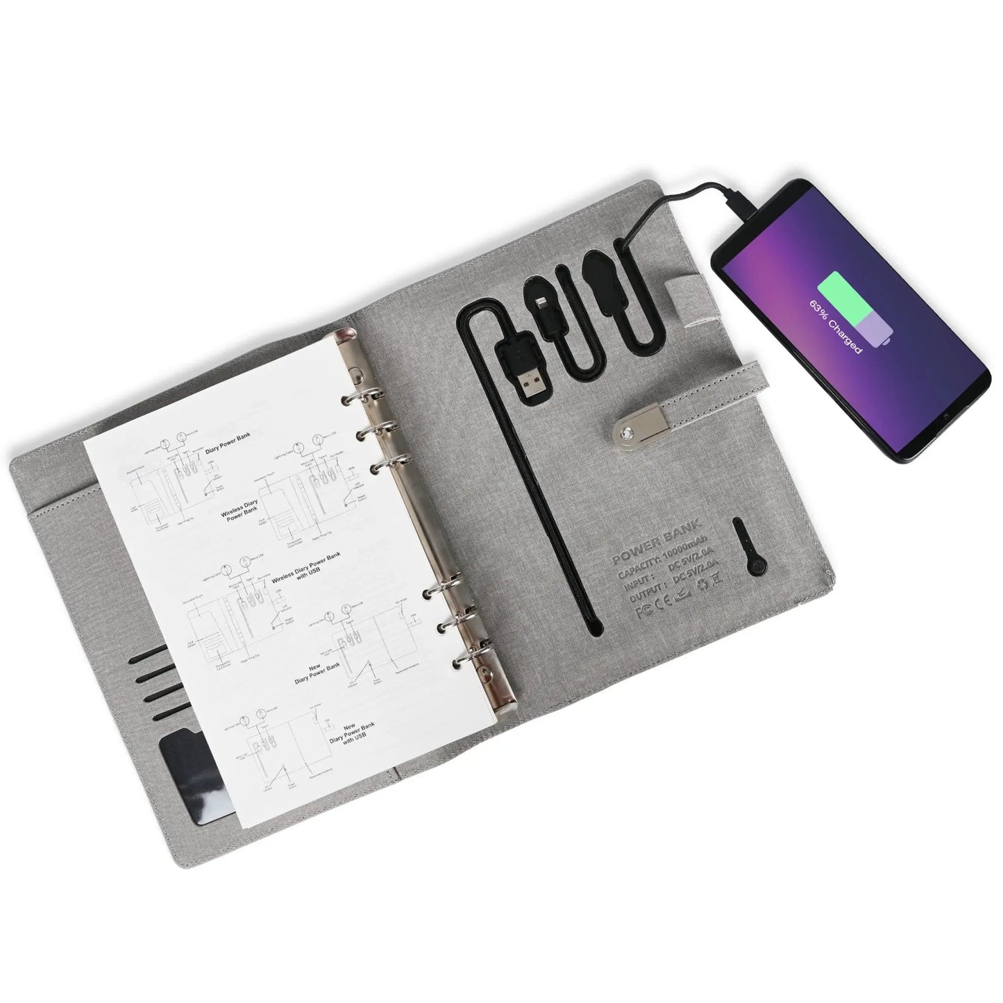 Jute Diary Power Bank 5000 mAh 32 GB USB MARSH Corporate gifts