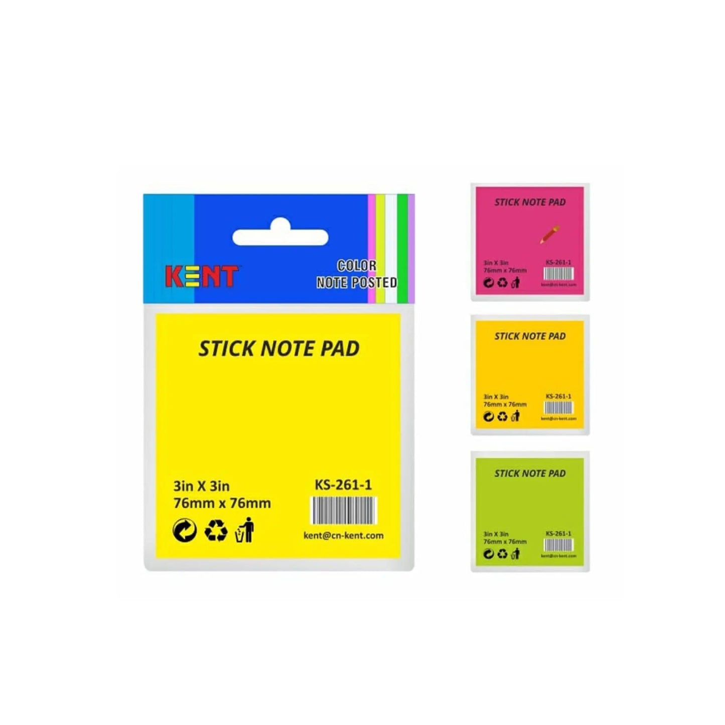 Kent Sticky note pad 3x3 Colors - pack of 12 MARSH Stationery