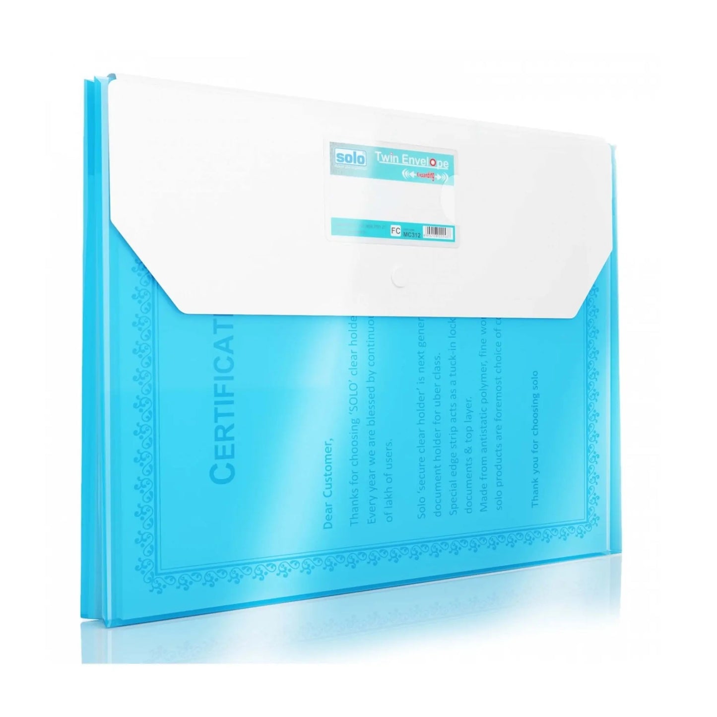 My Clear Bag - Expandable (Twin Pocket - Double Color) - FC (MC312), Pack of 10 MARSH Stationery