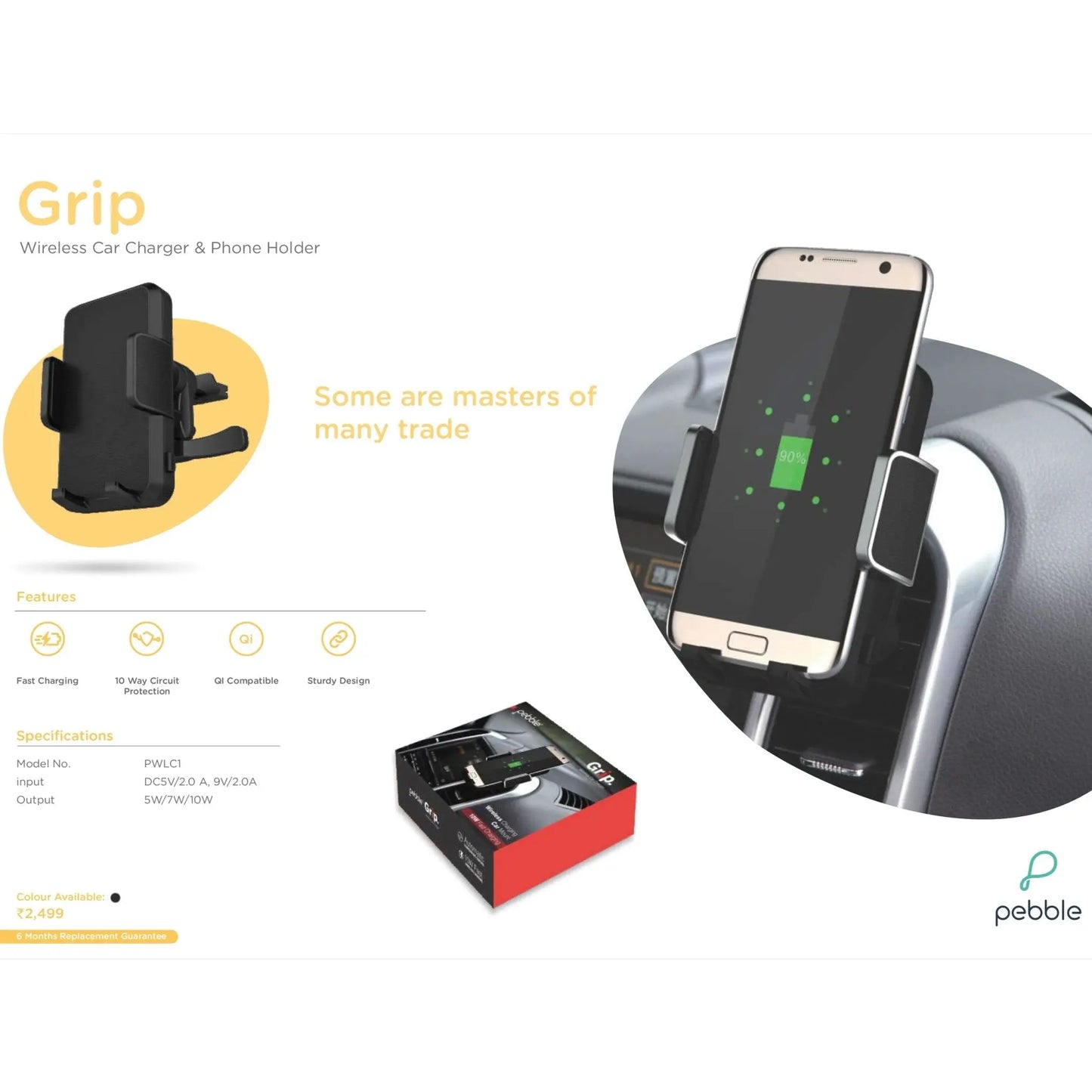 Pebble Grip Wireless Car Charger & Phone Holder MARSH Corporate gifts
