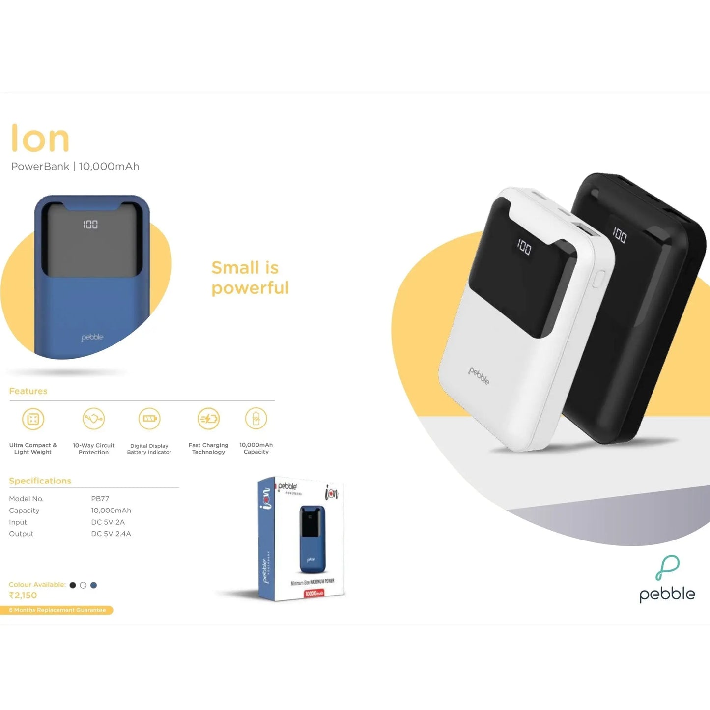 Pebble Ion PowerBank - 10000 mAh MARSH Corporate gifts