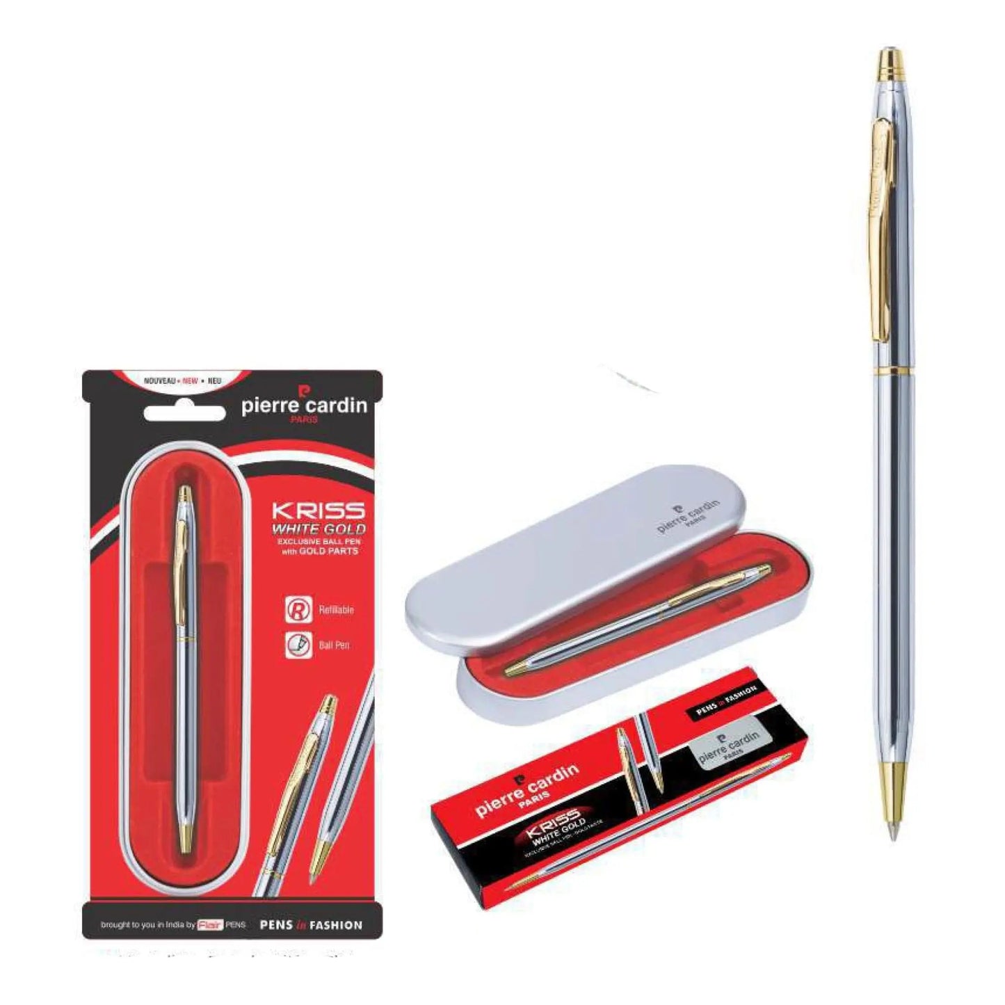 Pierre Cardin Kriss White Gold Exclusive Ball Pen With Gold Parts MARSH Corporate gifts