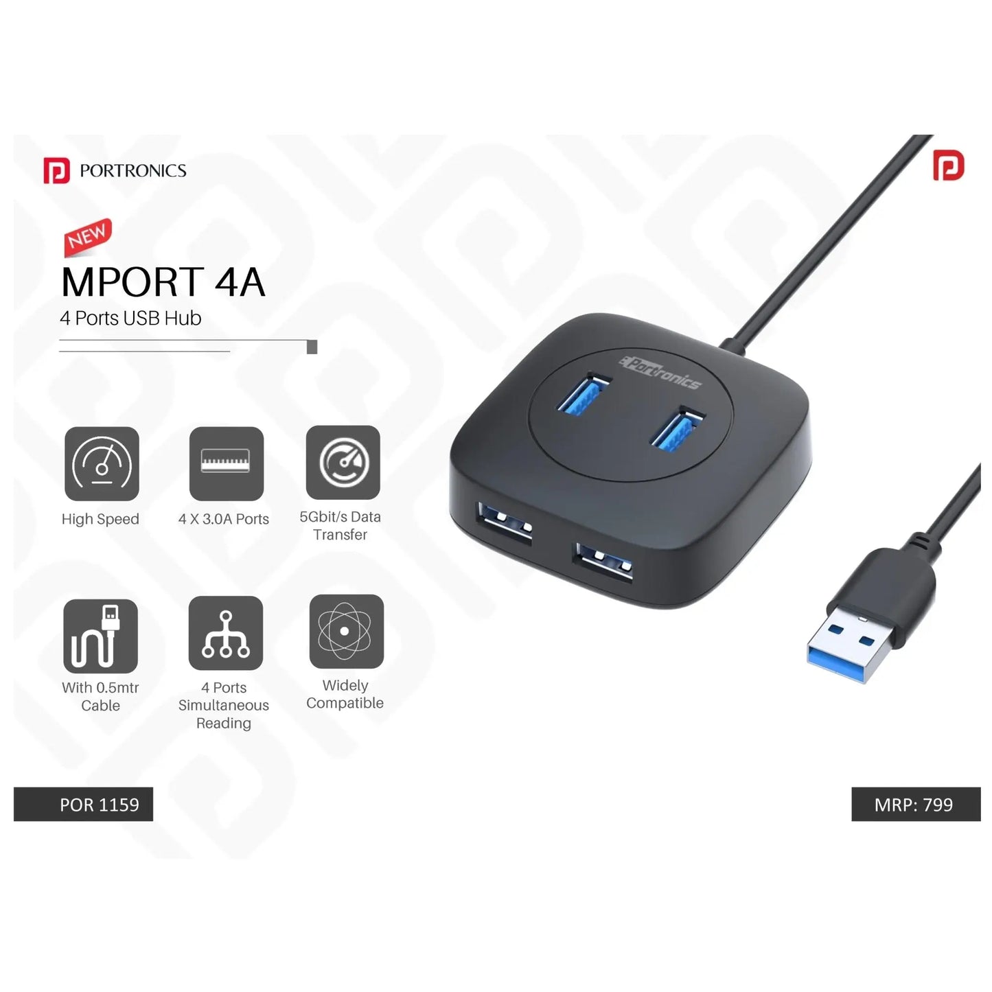 Portronics 4-Port USB HUB - POR 1159 MARSH Corporate gifts