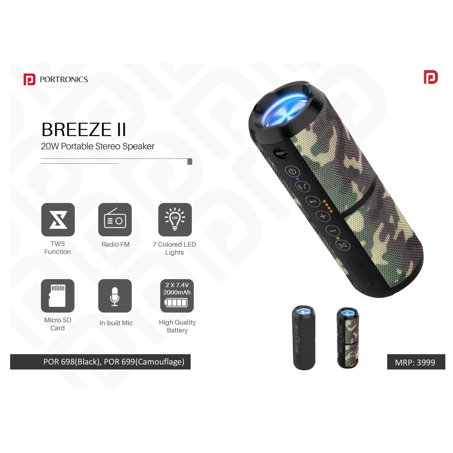 Portronics Bluetooth 4.2 True Wireless Stereo Speaker - POR 698/699 MARSH Corporate gifts