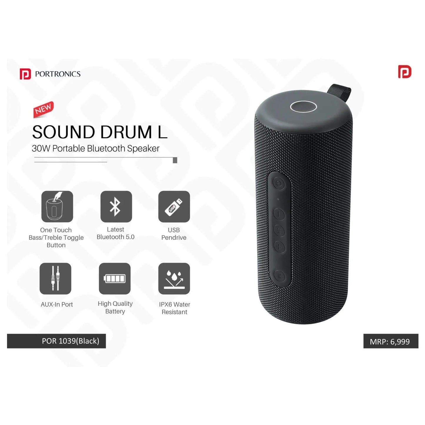 Portronics Sound Drum L 30W Portable Bluetooth Speaker - POR 1039 MARSH Corporate gifts
