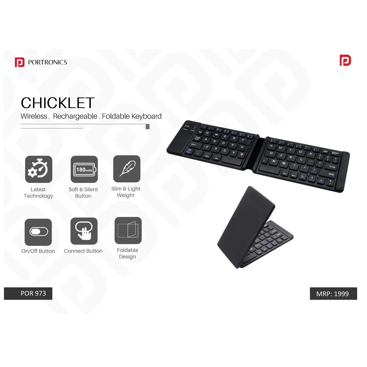 Portronics Wireless Rechargeable Foldable Keyboard - POR 973 MARSH Corporate gifts