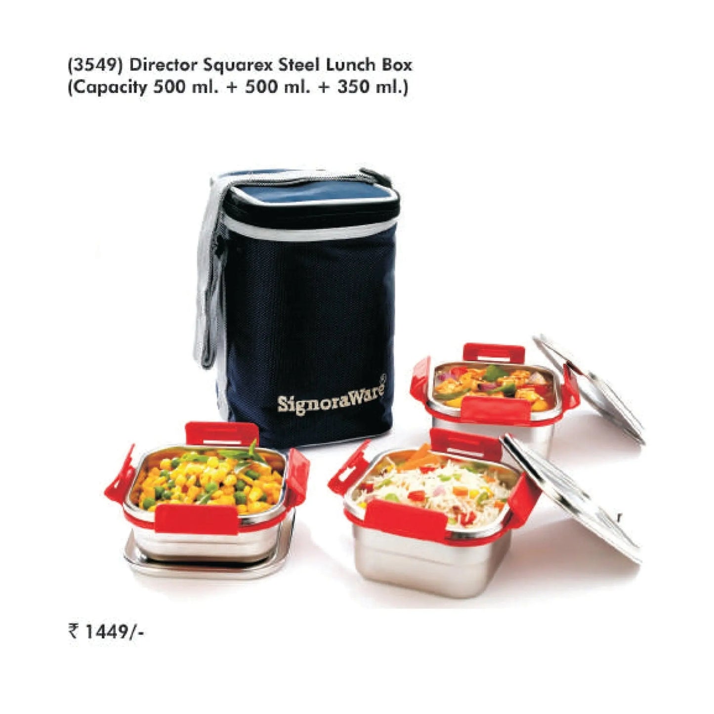 Signora Ware Director Squarex Steel Small Lunch Box - 3549 MARSH Corporate gifts