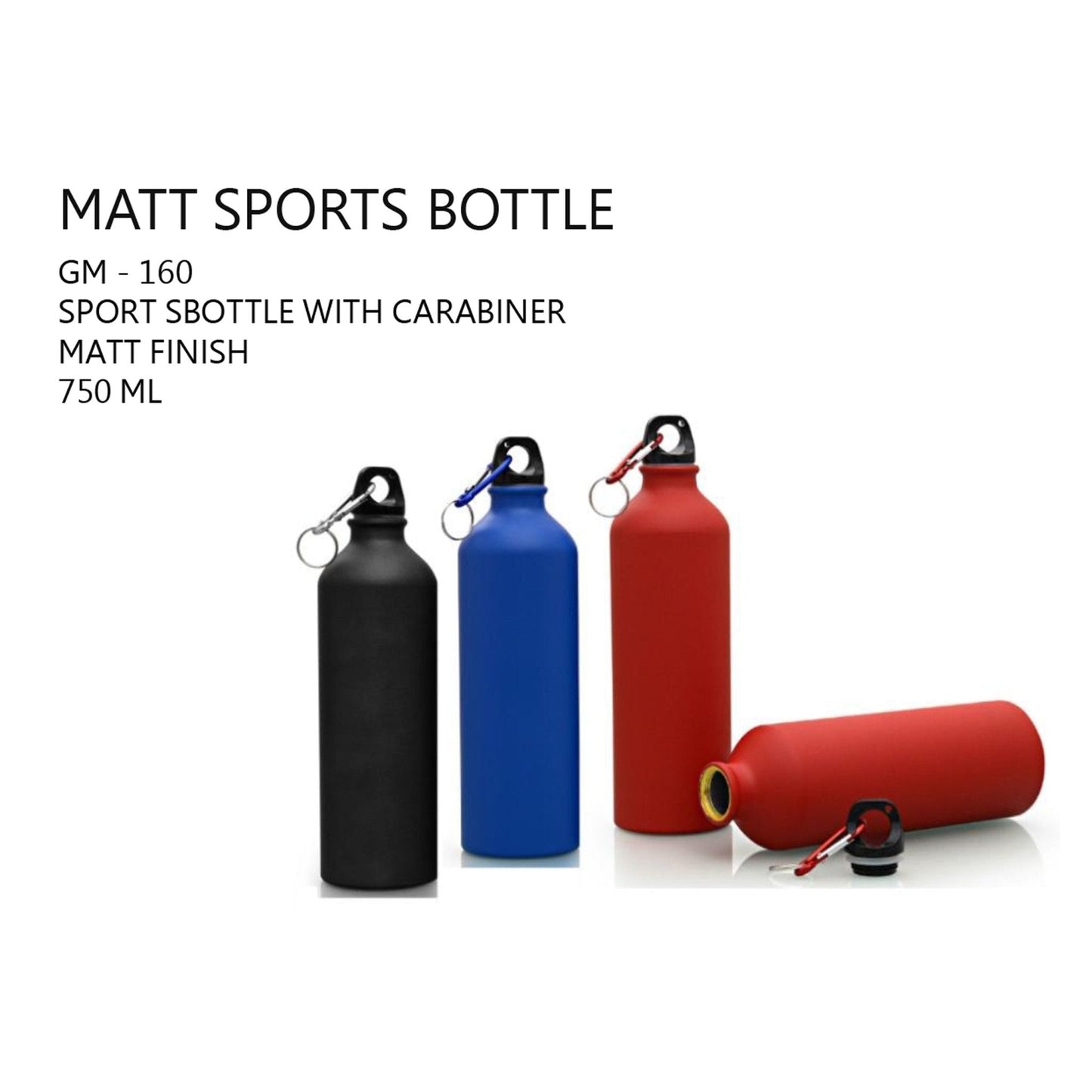 Sports Bottle with Carabiner Matt Finish - 750ml - GM-160 MARSH Corporate gifts