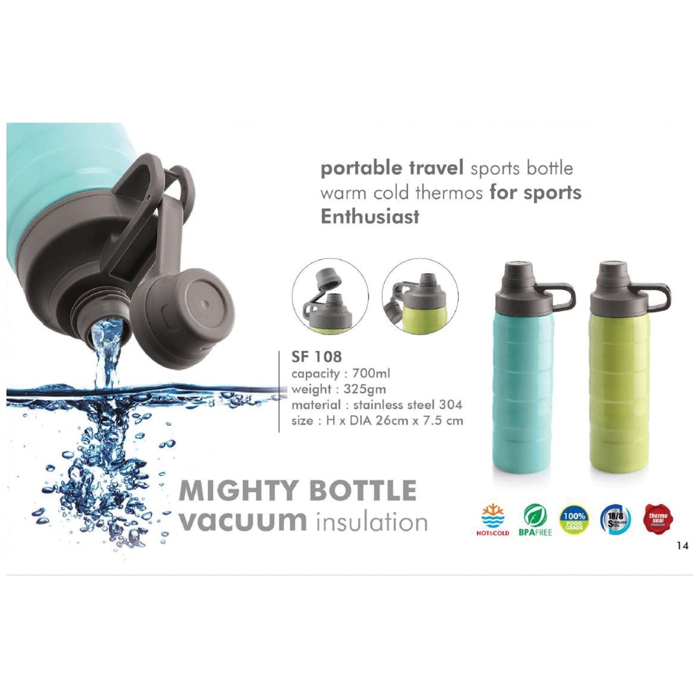 Stainless Steel Vacuum Bottle - SF 108 - 700ml MARSH Corporate gifts