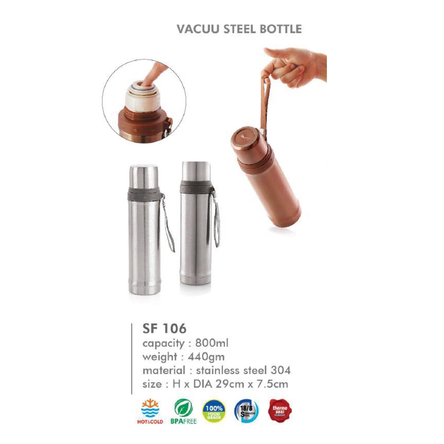 Stainless Steel Vacuum Flask - SF 106 - 800ml MARSH Corporate gifts