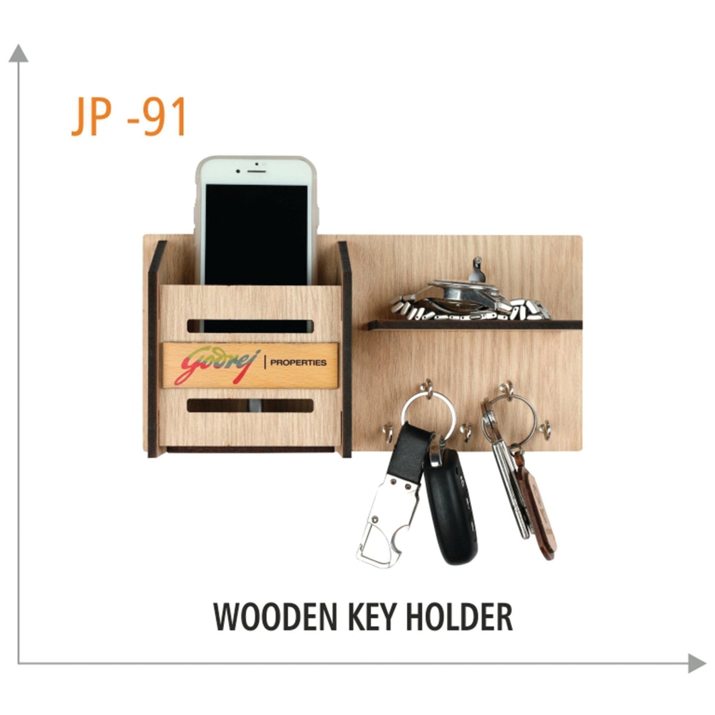 Wooden Key Holder with Mobile Stand - JP 91 MARSH Corporate gifts