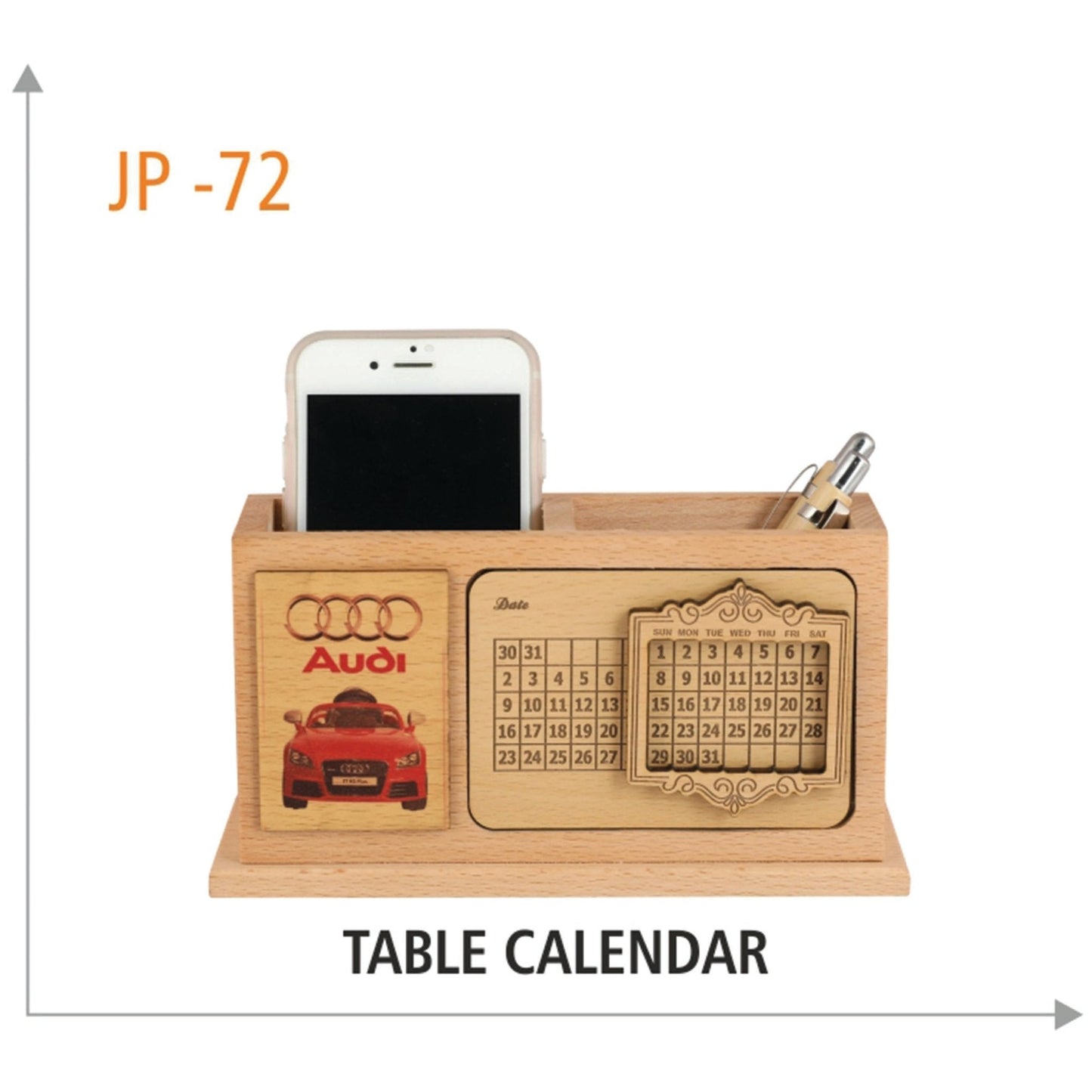Wooden Table Calendar and Mobile Stand With Pen Stand - JP 72 MARSH Corporate gifts