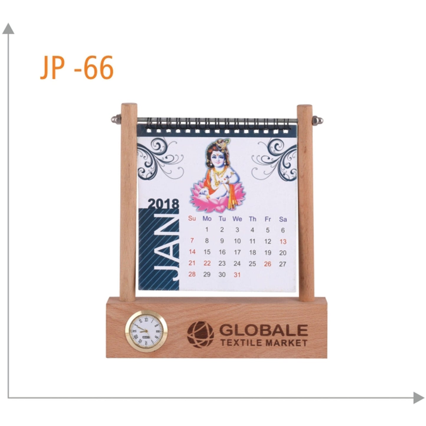 Wooden Table Clock With Calendar - JP 66 MARSH Corporate gifts