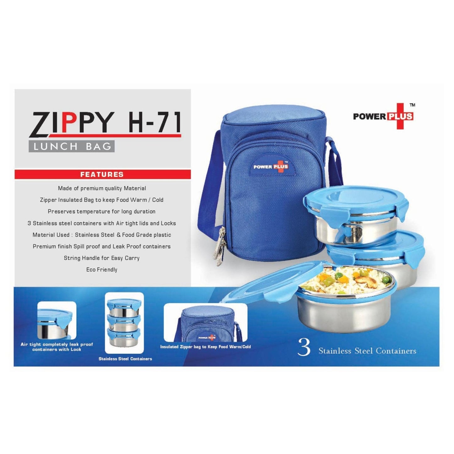 Zippy Lunch Bag- 3 Metal Containers - H71 MARSH Corporate gifts