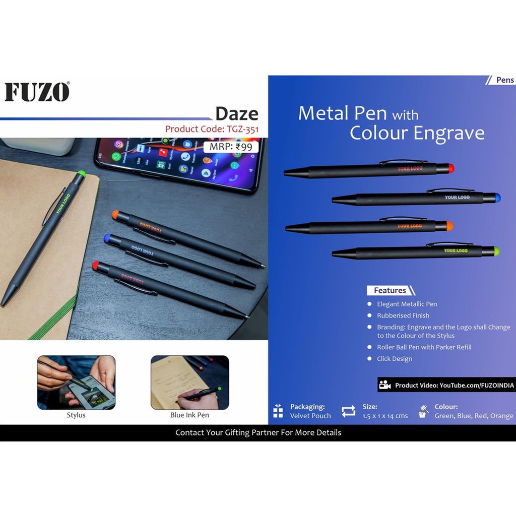 Daze Metal Pen with Color Engrave - TGZ-351