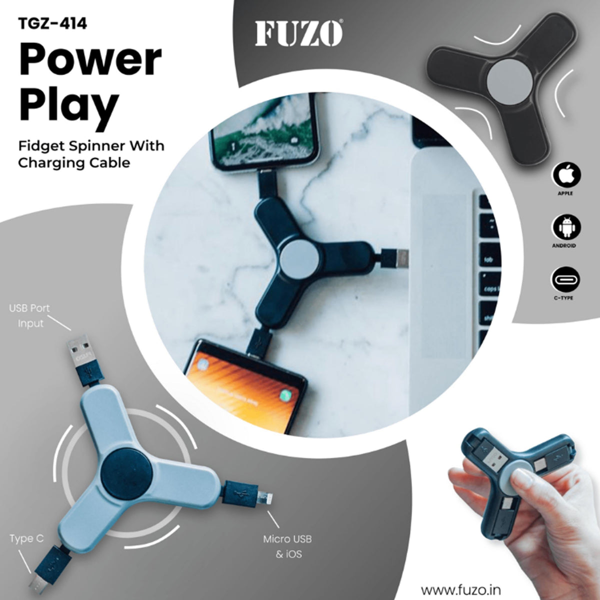 Fidget spinner with usb clearance port