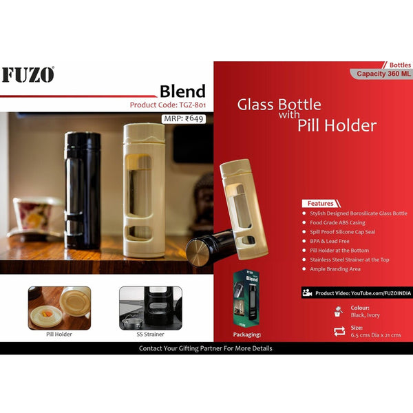 Blend Glass Bottle with Pill Holder - TGZ-801