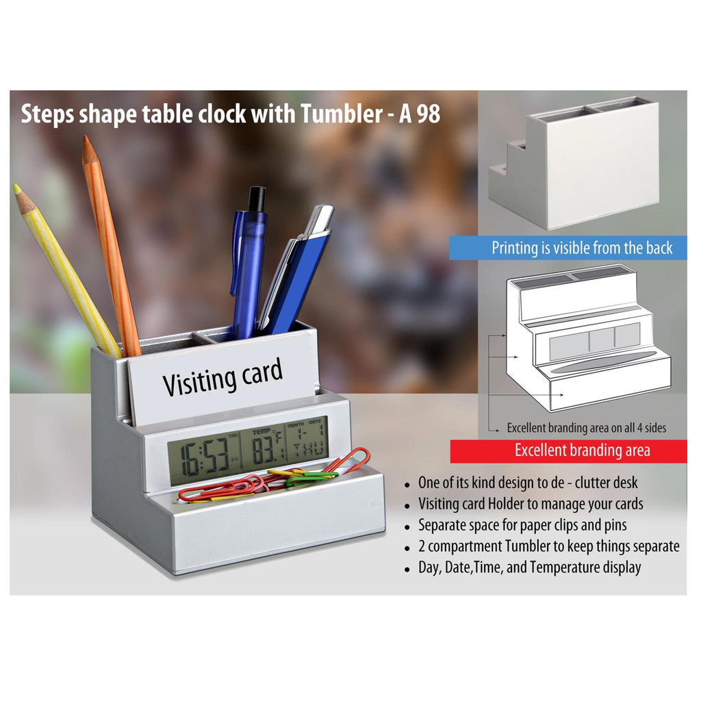 Steps Shape Table Clock with Tumbler - A 98