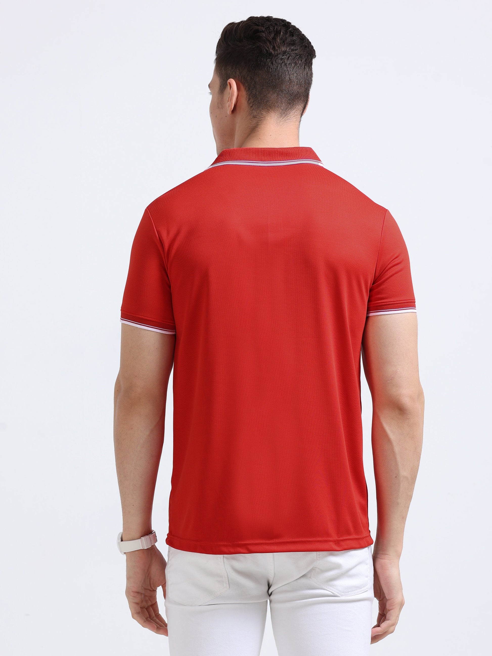 PrimoKnit Dotcell Polo - Red with White Tipping Moonland Global Pvt Ltd